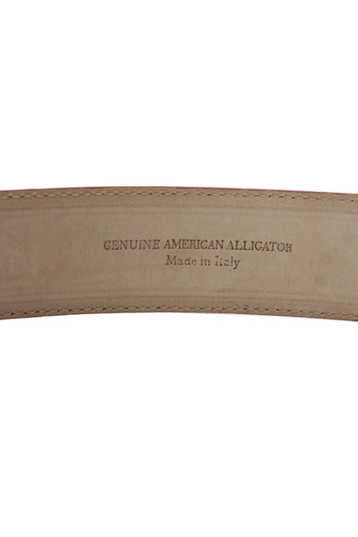Tardini  Womens Genuine American Alligator 1" & 1/4 Width Belt Pink Size 32