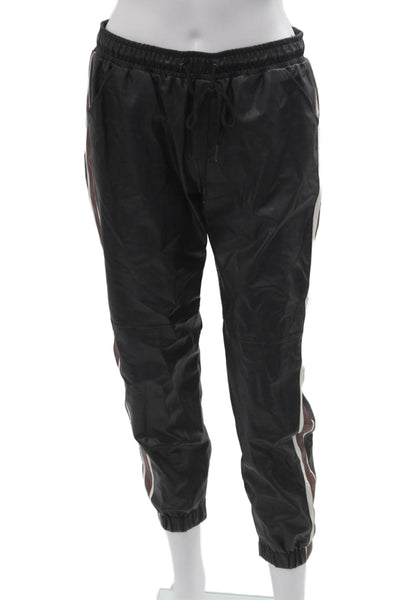 David Lerner Women Windbreaker Jogger Black Drawstring Striped Size M