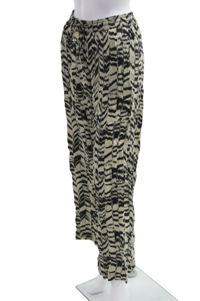 Enza Costa Women Jogger Pants Beige Animal Print Cupro Size 0