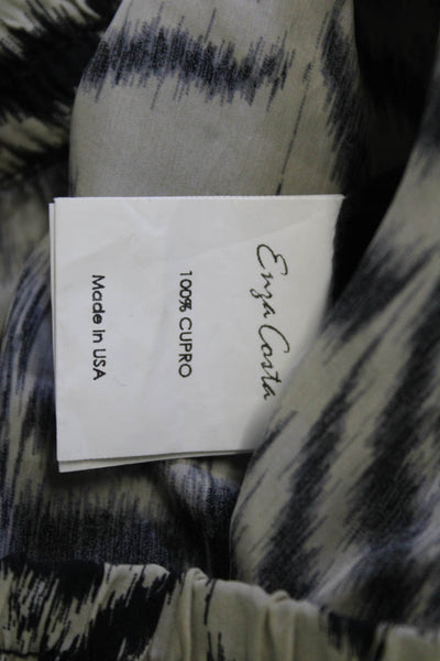 Enza Costa Women Jogger Pants Beige Animal Print Cupro Size 0