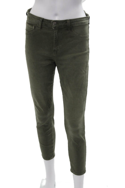L'Agence Womens Ankle Skinny High Rise Green Jeans Button Size 28