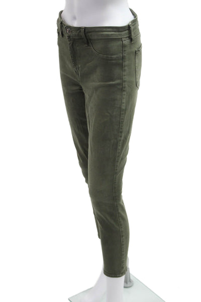L'Agence Womens Ankle Skinny High Rise Green Jeans Button Size 28