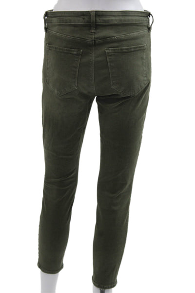 L'Agence Womens Ankle Skinny High Rise Green Jeans Button Size 28