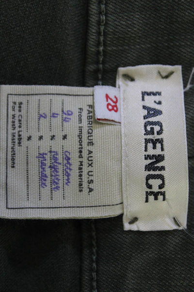 L'Agence Womens Ankle Skinny High Rise Green Jeans Button Size 28