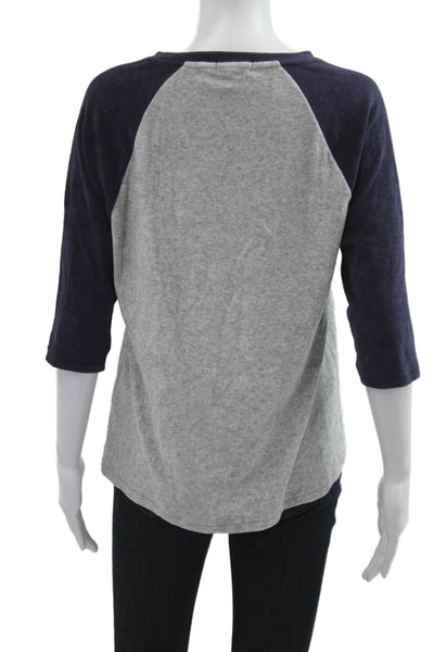 Goldie Womens Basic Jersey Crew Neck 3/4 Sleeve Dark Blue Cotton Blend Size M