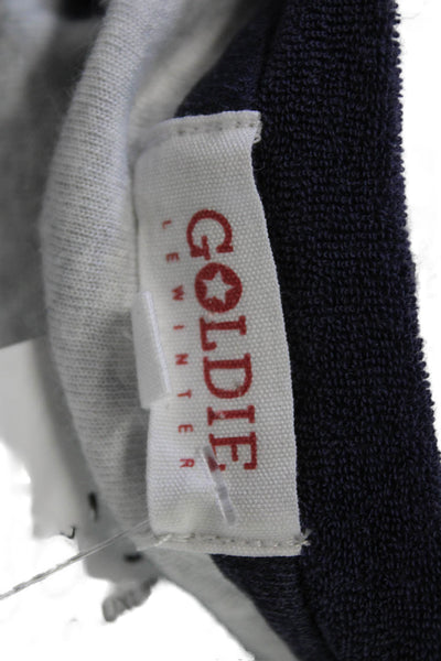 Goldie Womens Basic Jersey Crew Neck 3/4 Sleeve Dark Blue Cotton Blend Size M