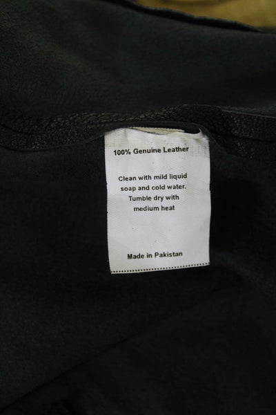 JKT Womens Biker Leather Jacket Black Button Size L