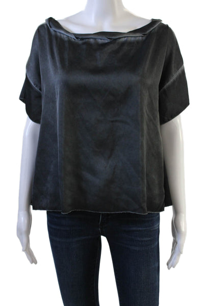Roi Womens Basic Dark Gray Short Sleeve Blouse 95% Polyester Size S