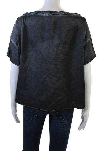 Roi Womens Basic Dark Gray Short Sleeve Blouse 95% Polyester Size S