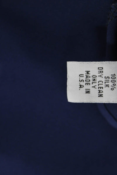 Aaron Ashe Women Dark Blue Silk Sleeveless Solid Blouse Size S