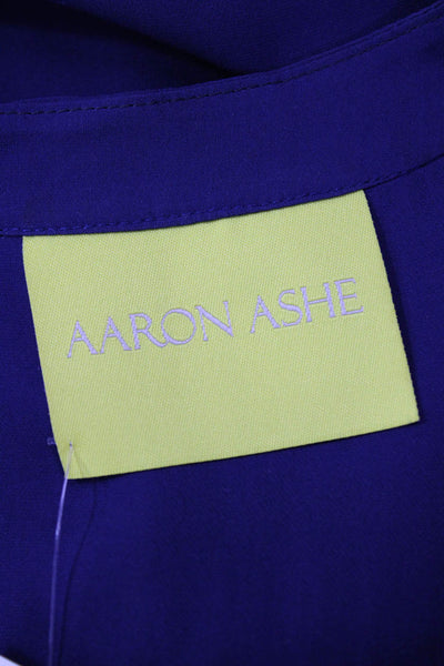 Aaron Ashe Women Dark Blue Silk Sleeveless Solid Blouse Size S