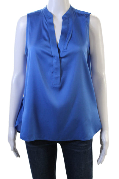 Intermix Womens Blue Sleeveless Silk Blend Solid Blouse Size M