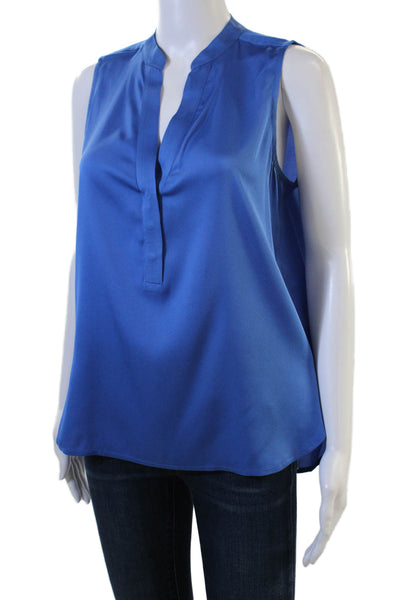 Intermix Womens Blue Sleeveless Silk Blend Solid Blouse Size M