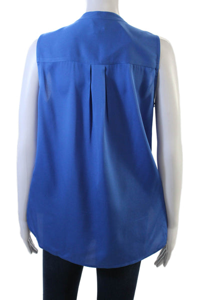 Intermix Womens Blue Sleeveless Silk Blend Solid Blouse Size M