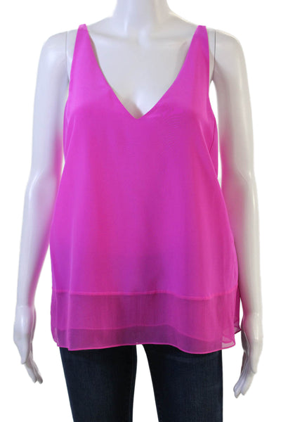 Tibi Women Silk V-Neck Camisole Pink Sleeveless Size 10