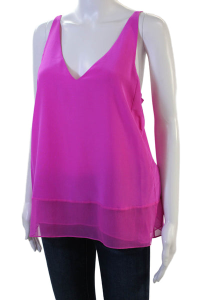 Tibi Women Silk V-Neck Camisole Pink Sleeveless Size 10