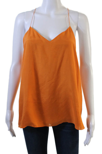 Tibi Womens Camisole V-Neck 100% Silk Orange Solid Sleeveless Size 8