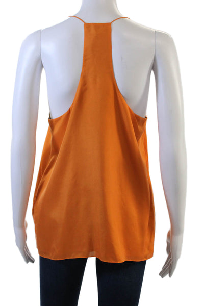 Tibi Womens Camisole V-Neck 100% Silk Orange Solid Sleeveless Size 8