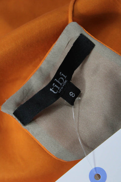 Tibi Womens Camisole V-Neck 100% Silk Orange Solid Sleeveless Size 8