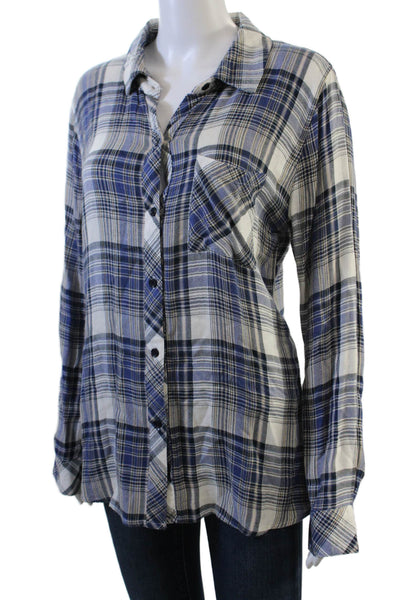 Rails Women Plaid Collared Button Up Long Sleeve Rayon Top Size M