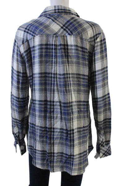 Rails Women Plaid Collared Button Up Long Sleeve Rayon Top Size M