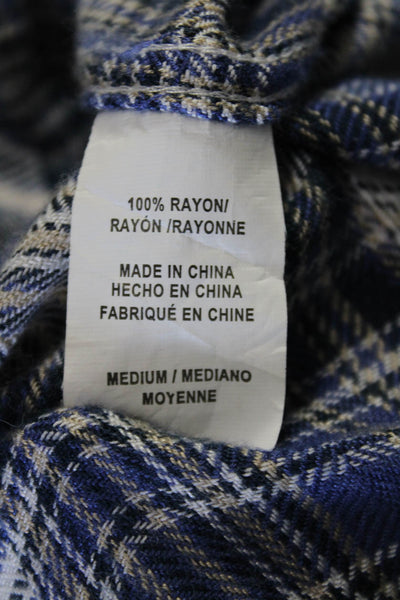 Rails Women Plaid Collared Button Up Long Sleeve Rayon Top Size M
