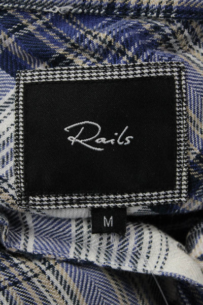 Rails Women Plaid Collared Button Up Long Sleeve Rayon Top Size M