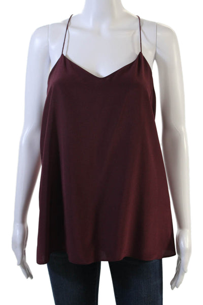 Tibi Women Silk V Neck Camisole Purple Sleeveless Solid Size 8