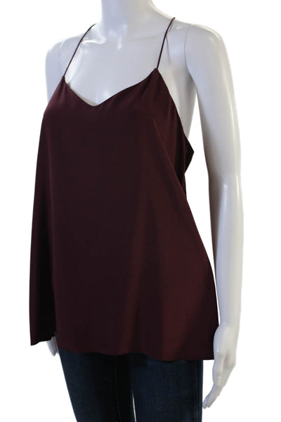 Tibi Women Silk V Neck Camisole Purple Sleeveless Solid Size 8
