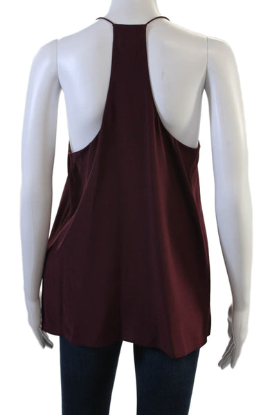 Tibi Women Silk V Neck Camisole Purple Sleeveless Solid Size 8