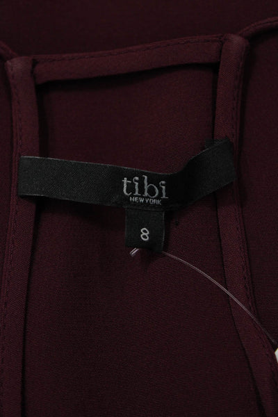 Tibi Women Silk V Neck Camisole Purple Sleeveless Solid Size 8