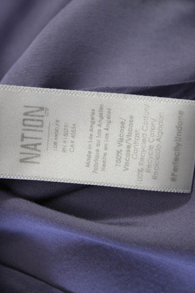 Nation LTD Womens Basic Purple Viscose Short Sleeve Blouse Size L