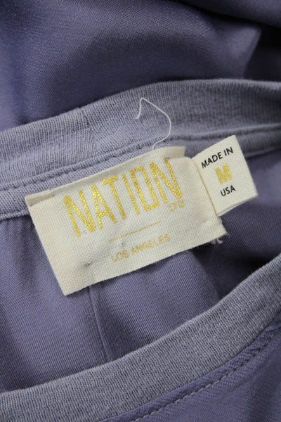 Nation LTD Womens Basic Purple Viscose Short Sleeve Blouse Size L