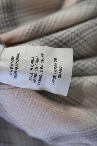 Rails Women Basic Plaid Collared Rayon Button-Up 3/4 Sleeve Size L