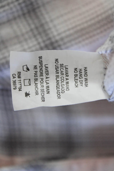 Rails Women Basic Plaid Collared Rayon Button-Up 3/4 Sleeve Size L