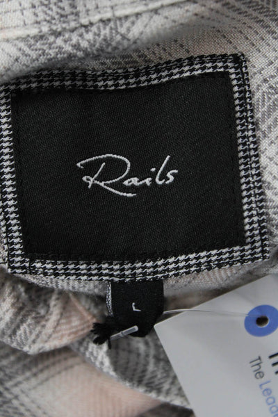 Rails Women Basic Plaid Collared Rayon Button-Up 3/4 Sleeve Size L