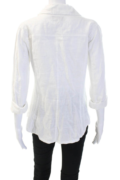 Vintage Havana Womens Collared Cotton Button Up Top 3/4 Sleeve White Size L