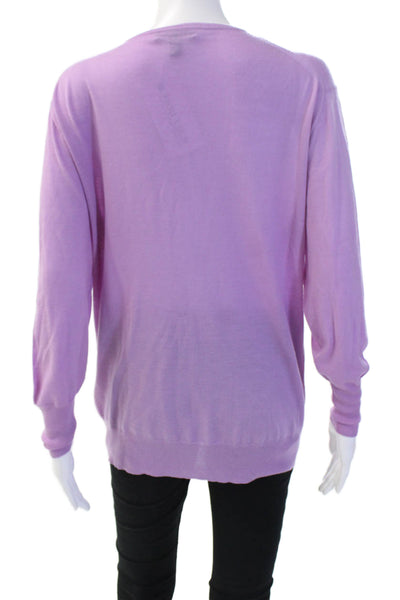 J Crew Womens Purple Merino V Neck Pullover Long Sleeve Size M