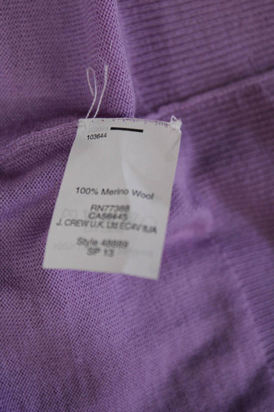 J Crew Womens Purple Merino V Neck Pullover Long Sleeve Size M