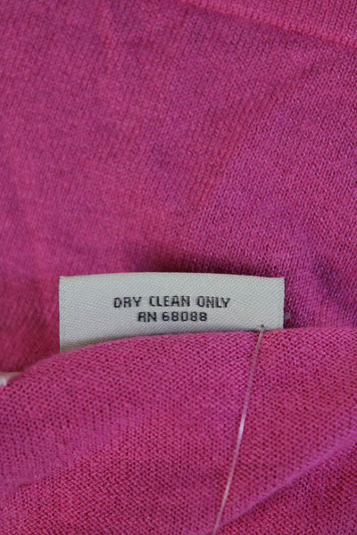 Neiman Marcus Women Pink Silk Linen Cotton V Neck 3/4 Sleeve Cardigan Size M
