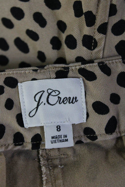 J Crew Unisex Chino Shorts Beige Polka Dot 97% Cotton 3% Elastane Size 8