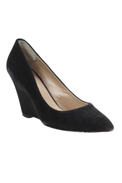 Pour la Victoire Womens Suede Slip-On Wedge High Heels Black Size 8.5