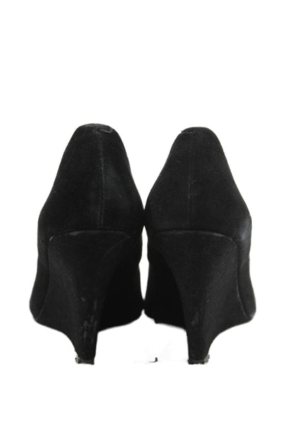 Pour la Victoire Womens Suede Slip-On Wedge High Heels Black Size 8.5