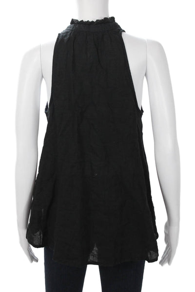 Pilcro Anthropologie Womens Black Linen V-Neck Sleeveless Tank Bohemian Size XS
