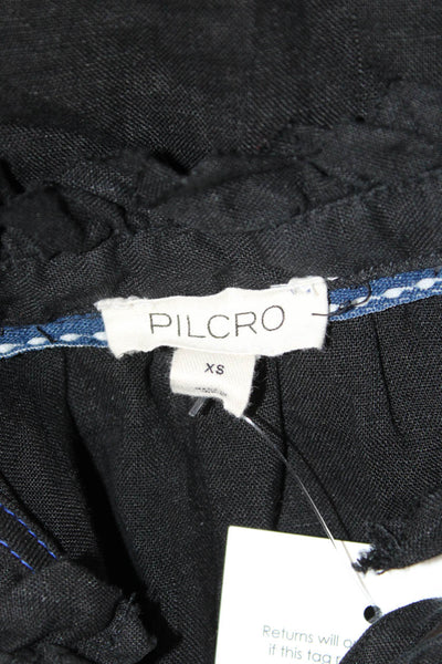 Pilcro Anthropologie Womens Black Linen V-Neck Sleeveless Tank Bohemian Size XS