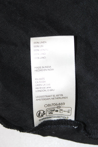 Pilcro Anthropologie Womens Black Linen V-Neck Sleeveless Tank Bohemian Size XS