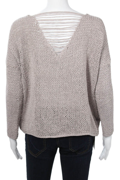 Ulla Johnson Women Beige Cotton Pullover Sweater Boho Long Sleeve Size M