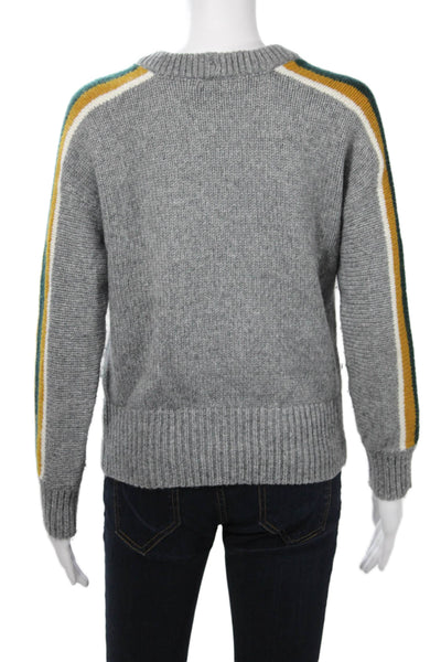 Madewell Women Gray Wool Striped Crew Neck Pullover Sweater Size XS