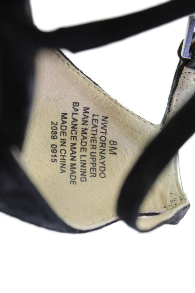 Nine West Womens Stiletto Ankle Strap Pointed Toe Pumps Black Suede Size 8