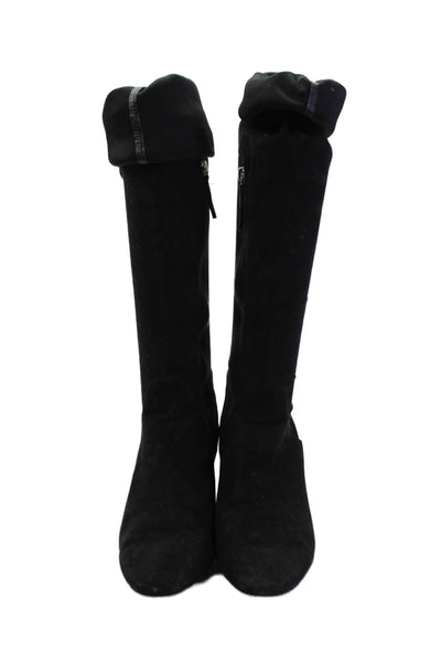 Zara Womens Side Zip Block Heel Over The Knee Boots Black Size 39